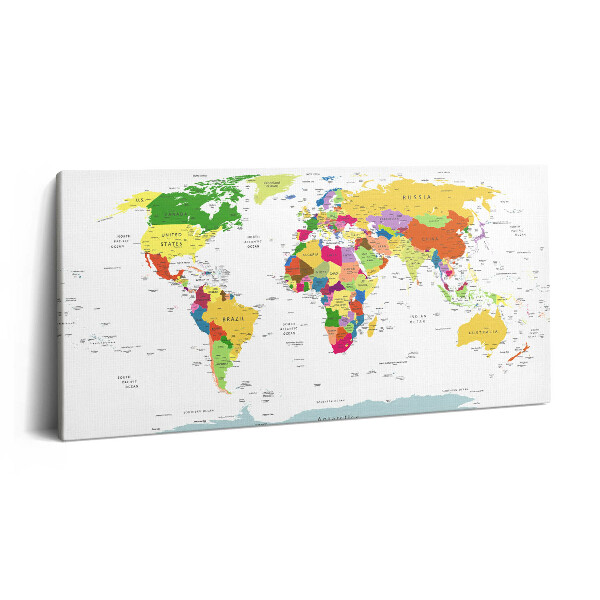 Print pe pânză 140x70 Hartă colorată a lumii