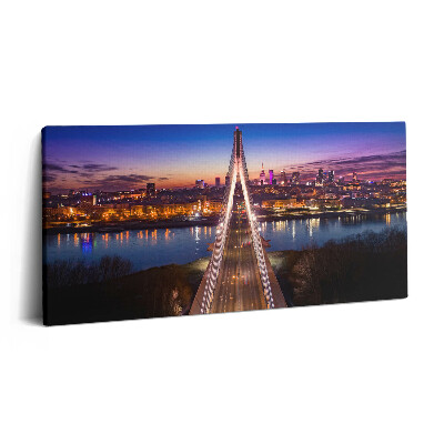 Print pe pânză 140x70 Podul și orașul seara