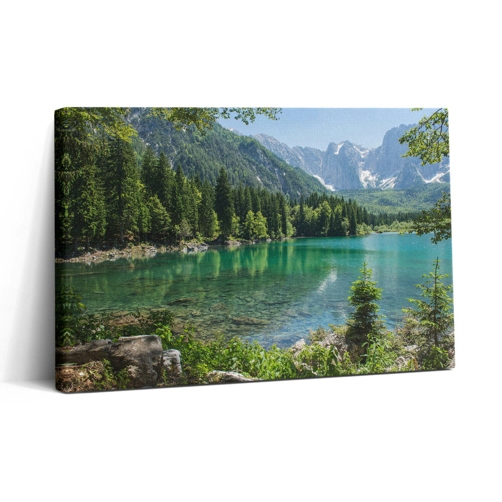 Tablou canvas 30x20 Peisaj montan al unui lac în pădure