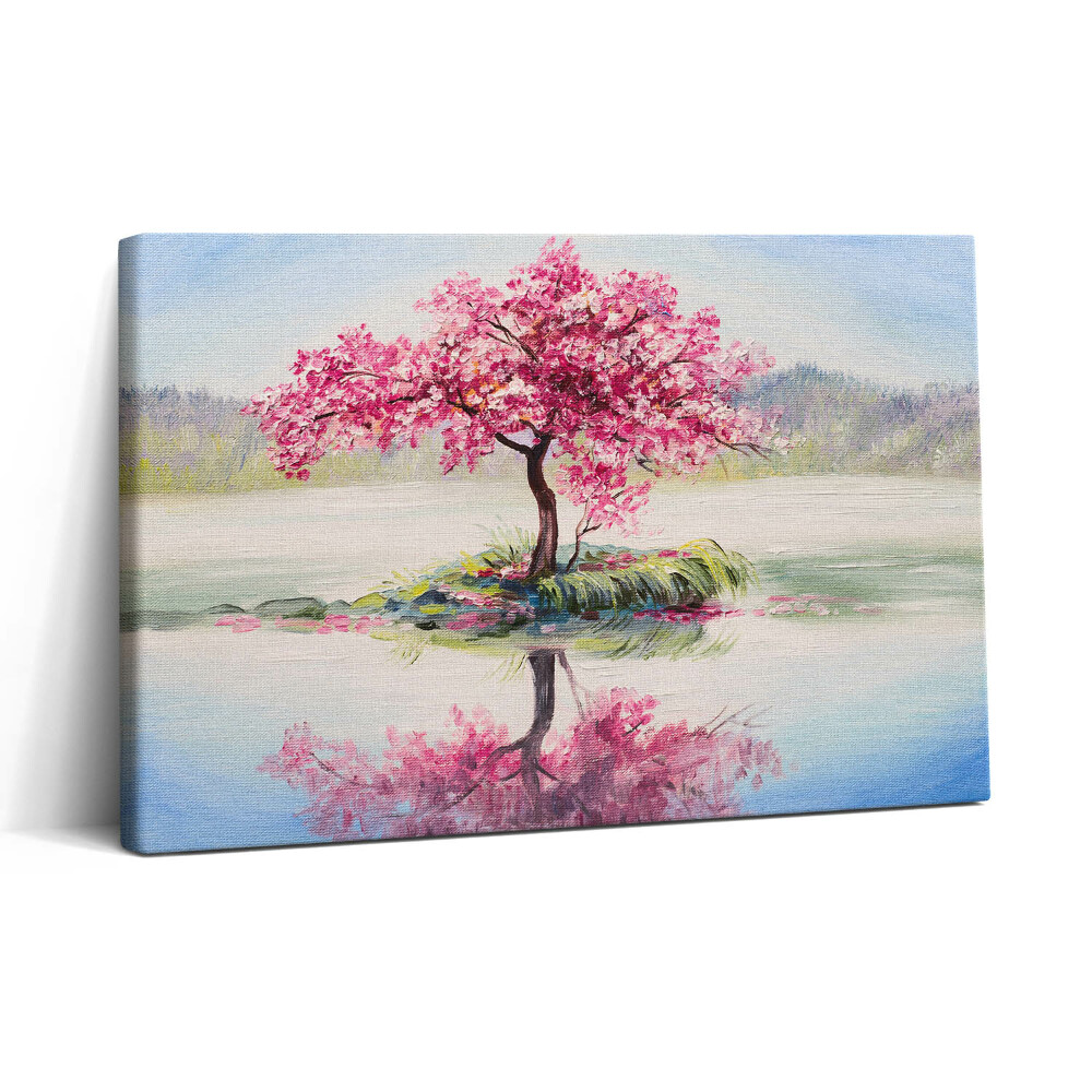 Tablou canvas 30x20 Mozaic care înfățișează un copac înflorit al îndrăgostiților