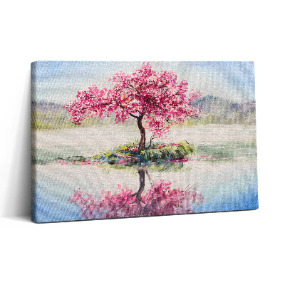 Tablou canvas 30x20 Mozaic care înfățișează un copac înflorit al îndrăgostiților