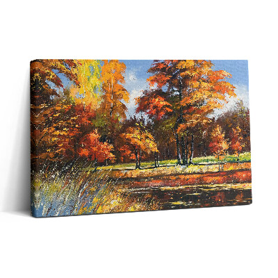 Tablou canvas 30x20 Toamna pictată și râul