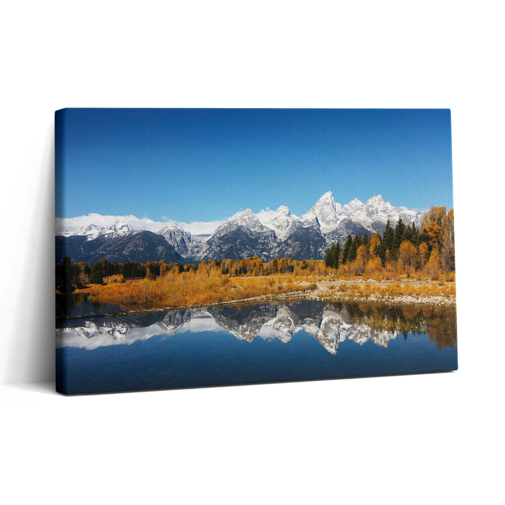 Tablou canvas 30x20 Lac de munte și copaci de toamnă