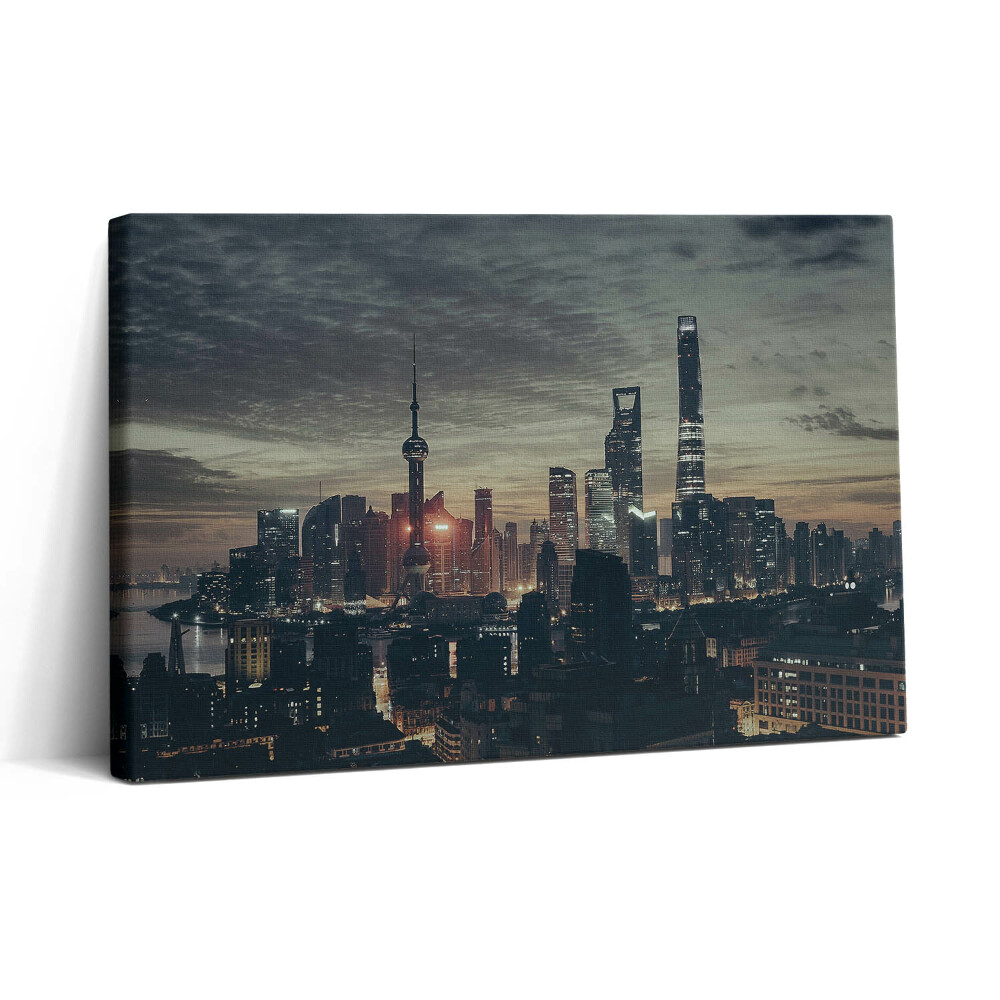 Tablou canvas 30x20 Orizontul orașului Shanghai noaptea