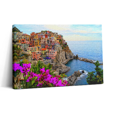 Tablou canvas 30x20 Flori și coasta Cinque Terre, Italia