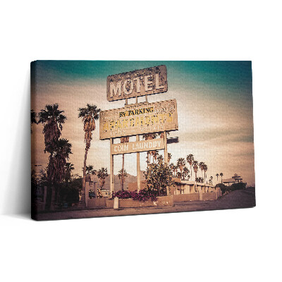 Tablou canvas 30x20 Un indicator de motel pe marginea drumului în SUA