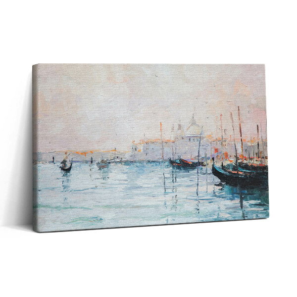 Tablou canvas 30x20 Pictură în ulei cu gondole venețiene