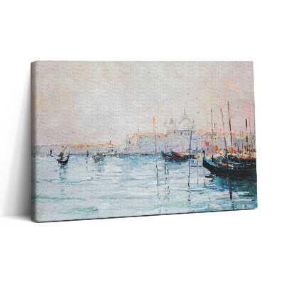 Tablou canvas 30x20 Pictură în ulei cu gondole venețiene