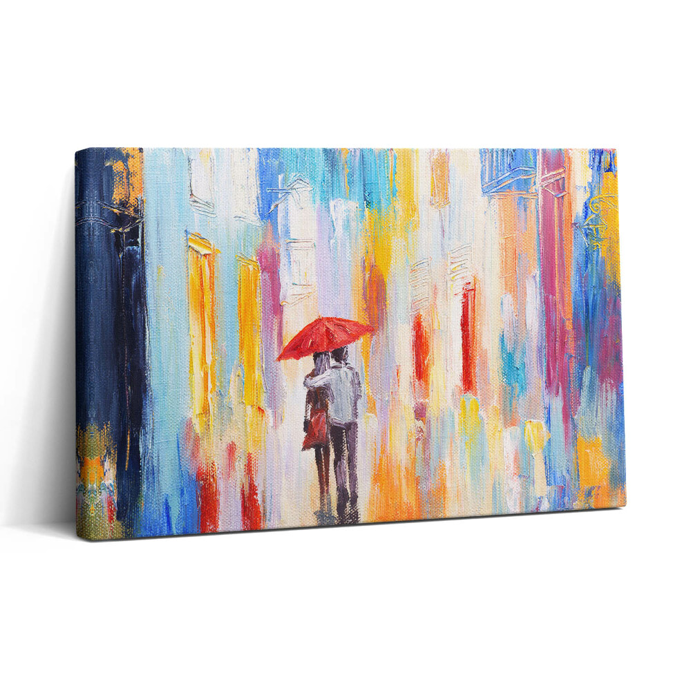 Tablou canvas 30x20 Concept abstract al lumii - cuplu în ploaie