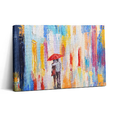 Tablou canvas 30x20 Concept abstract al lumii - cuplu în ploaie