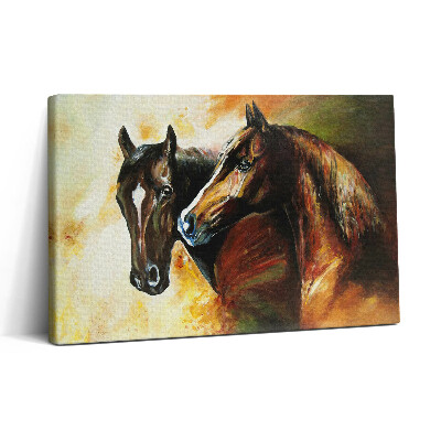 Tablou canvas 30x20 Doi cai pictați cu acuarele