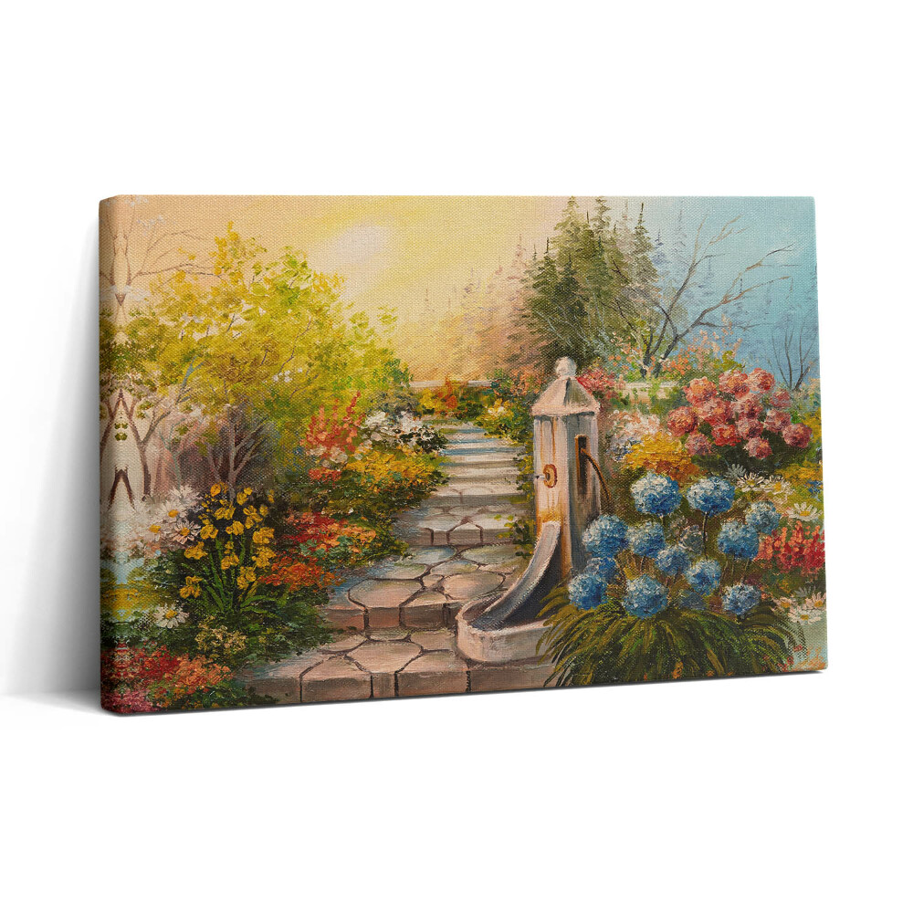 Tablou canvas 30x20 Compoziție de ulei - scări de piatră în pădure