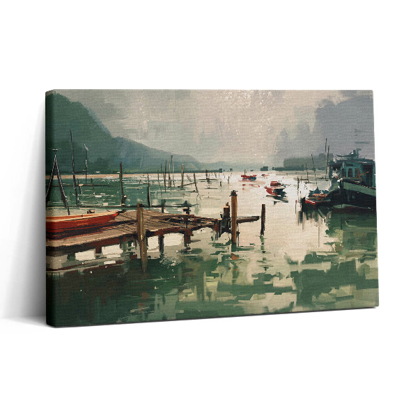 Tablou canvas 30x20 Ilustrație digitală a bărcilor de pescuit în port