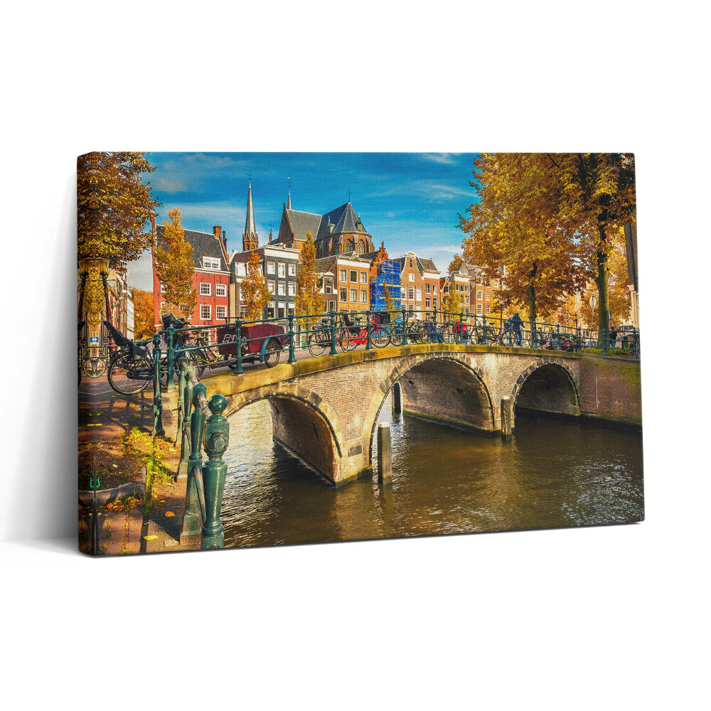 Tablou canvas 30x20 Albastrul de toamnă în Amsterdam