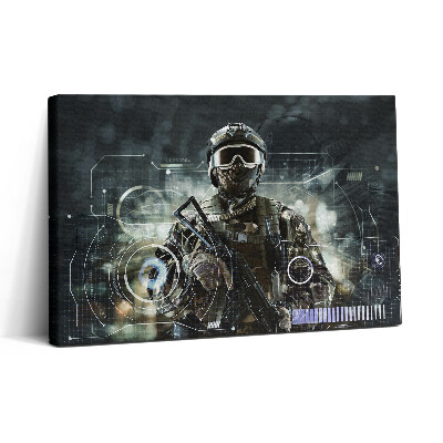 Tablou canvas 30x20 Soldat al forțelor speciale cu o armă