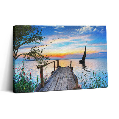 Tablou canvas 30x20 Barcă cu pânze pe lac