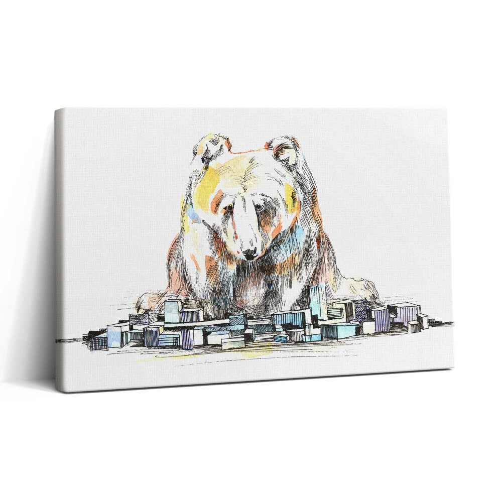 Tablou canvas 30x20 Ursul și orașul abstract