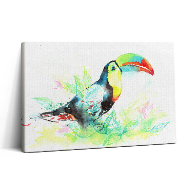 Tablou canvas 30x20 Toucan iarbă acuarelă