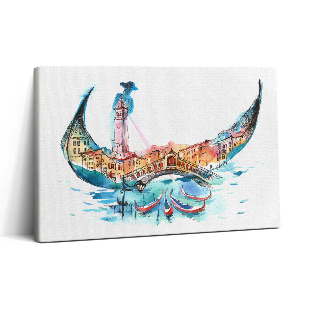 Tablou canvas 30x20 Rezumat – Gondole italiene în Veneția