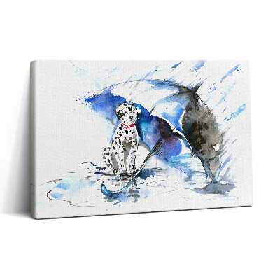 Tablou canvas 30x20 Acuarelă dalmată sub umbrelă