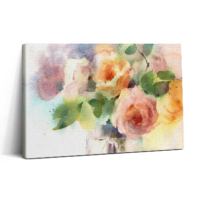 Tablou canvas 30x20 Trandafiri în acuarelă într-o vază