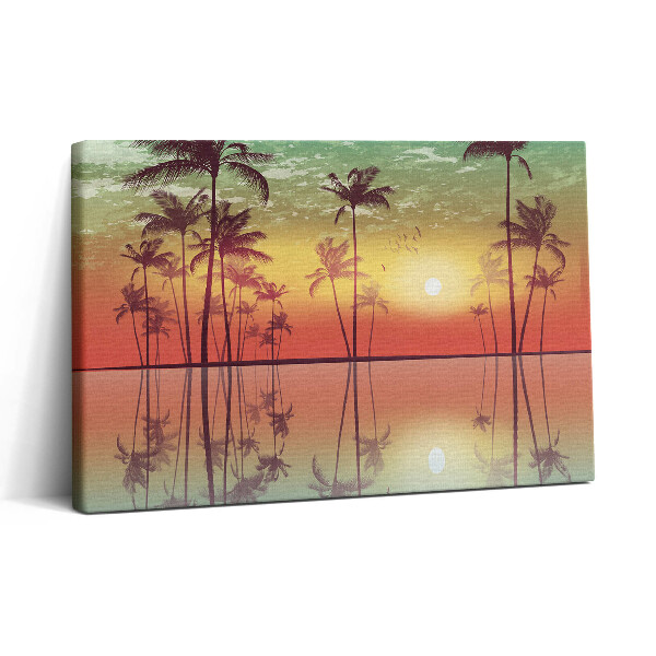 Tablou canvas 30x20 Palmieri tropicali la apus