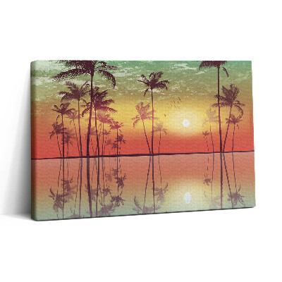 Tablou canvas 30x20 Palmieri tropicali la apus