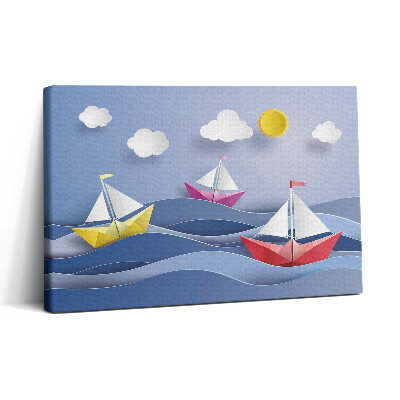 Tablou canvas 30x20 Bărci cu pânze origami colorate