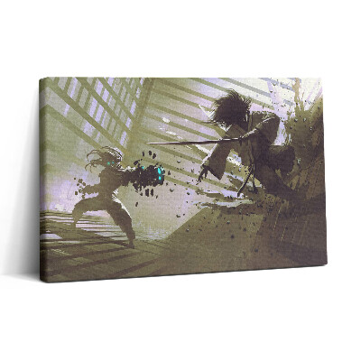 Tablou canvas 30x20 Luptă cu roboți samurai