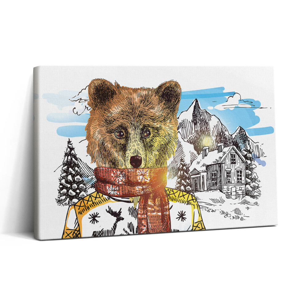 Tablou canvas 30x20 Ursul într-o eșarfă