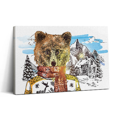 Tablou canvas 30x20 Ursul într-o eșarfă