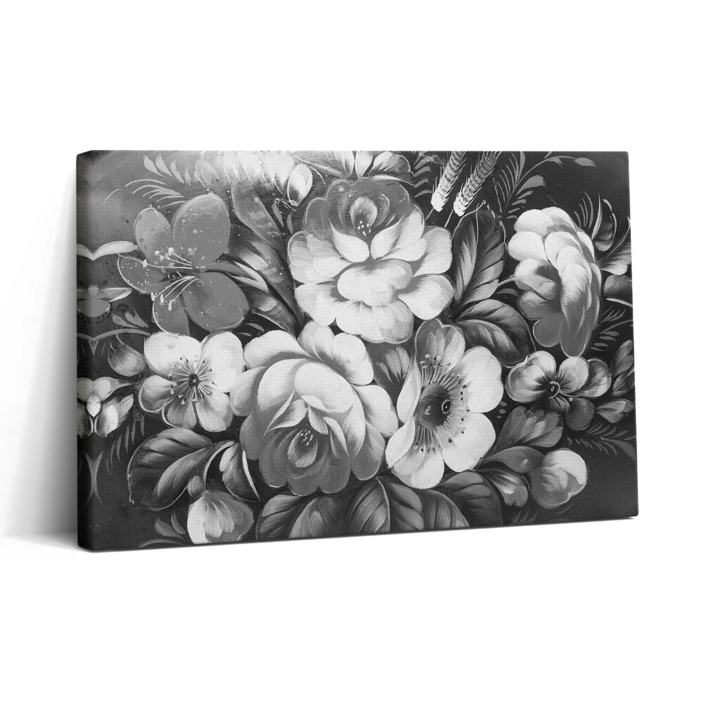 Tablou canvas 30x20 Flori albe și negre