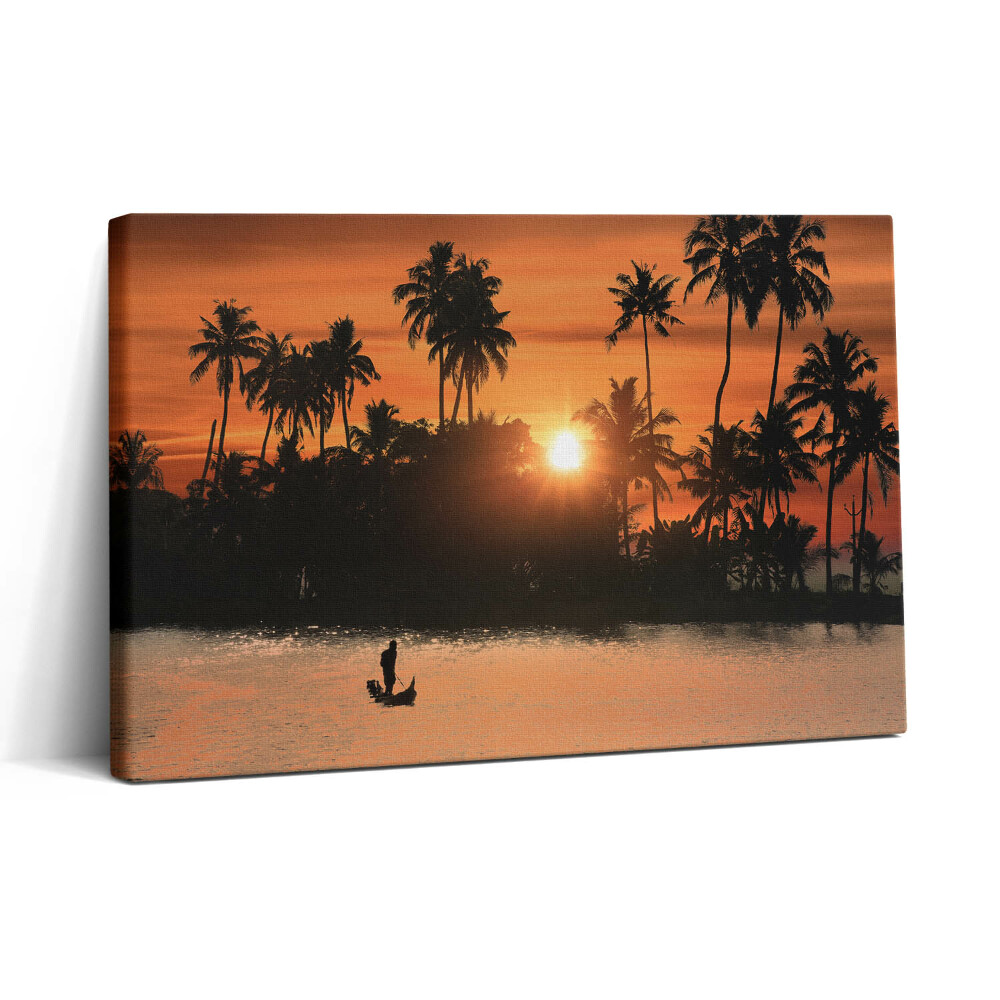 Tablou canvas 30x20 Apus de soare și palmieri în vacanță