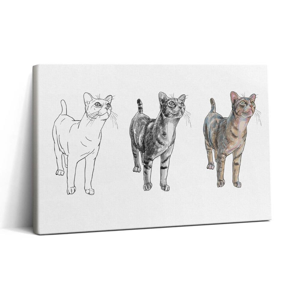 Tablou canvas 30x20 Ilustrație a unei pisici drăguțe și curioase