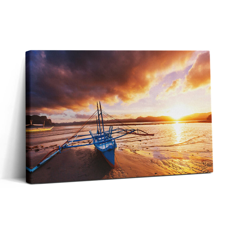 Tablou canvas 30x20 Barcă pe apă și apus de soare