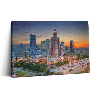 Tablou canvas 30x20 Panoramă a apusului de soare din Varșovia