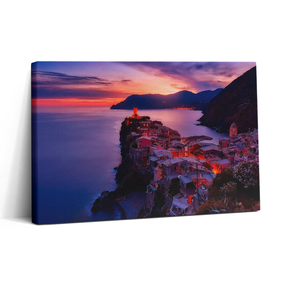 Tablou canvas 30x20 Oraș de la malul mării seara