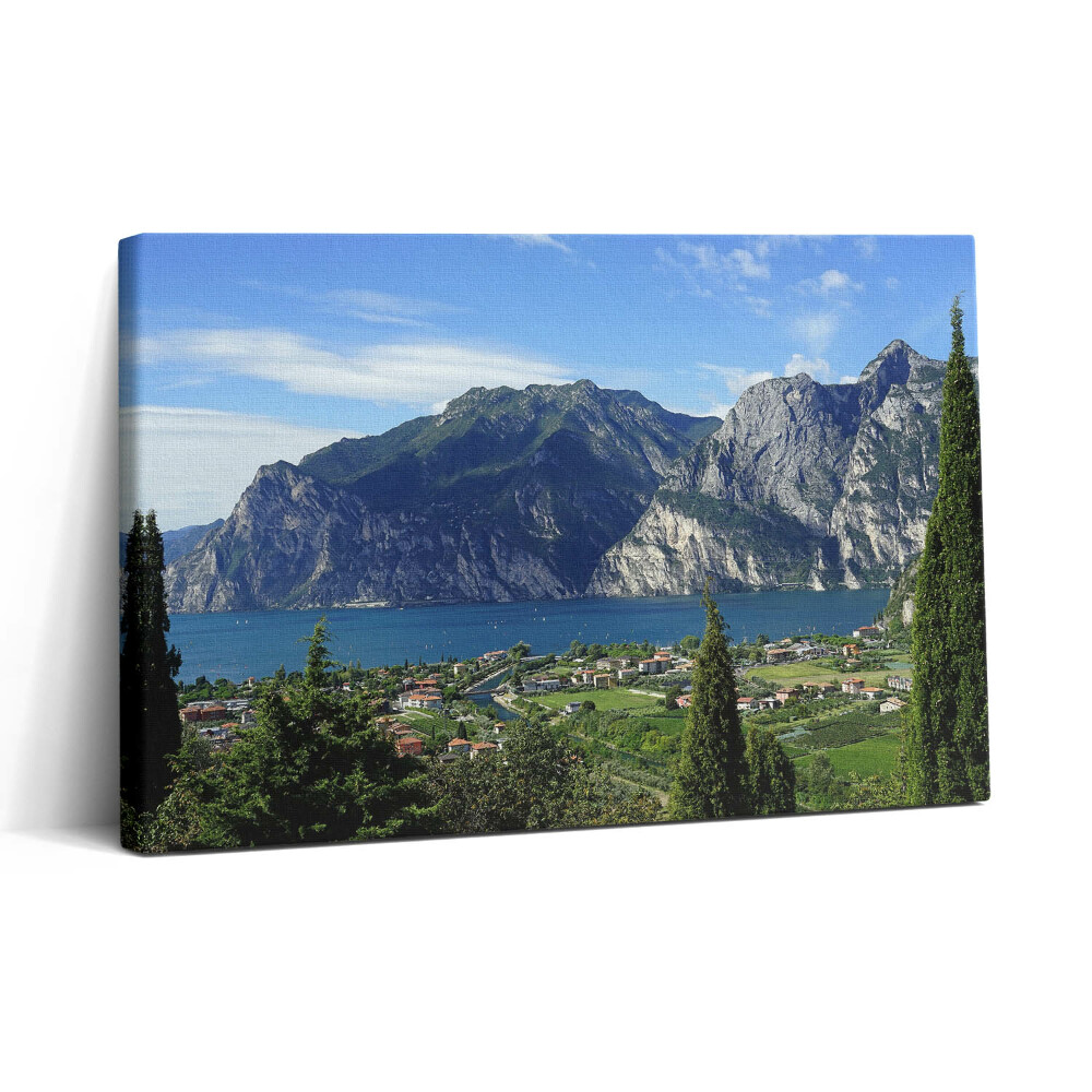 Tablou canvas 30x20 Copaci verzi în fața orașului