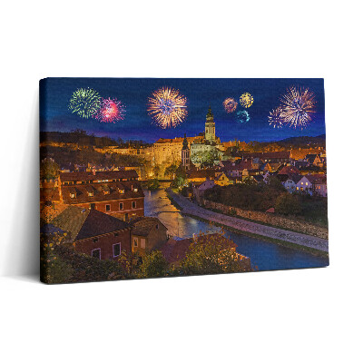 Tablou canvas 30x20 Focuri de artificii Krumlov Republica Cehă