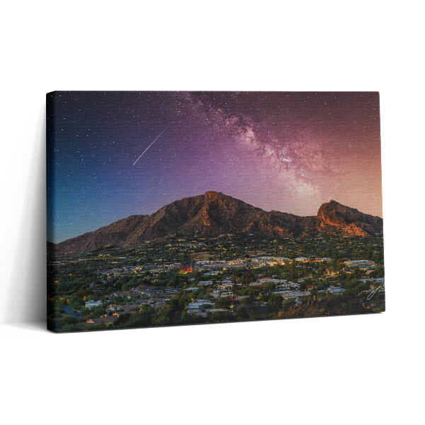 Tablou canvas 30x20 Munți cu o galaxie pe cer