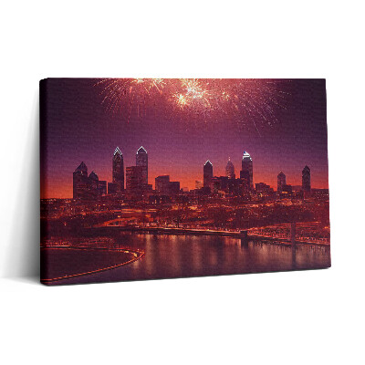 Tablou canvas 30x20 Focuri de artificii asupra orașului Philadelphia noaptea
