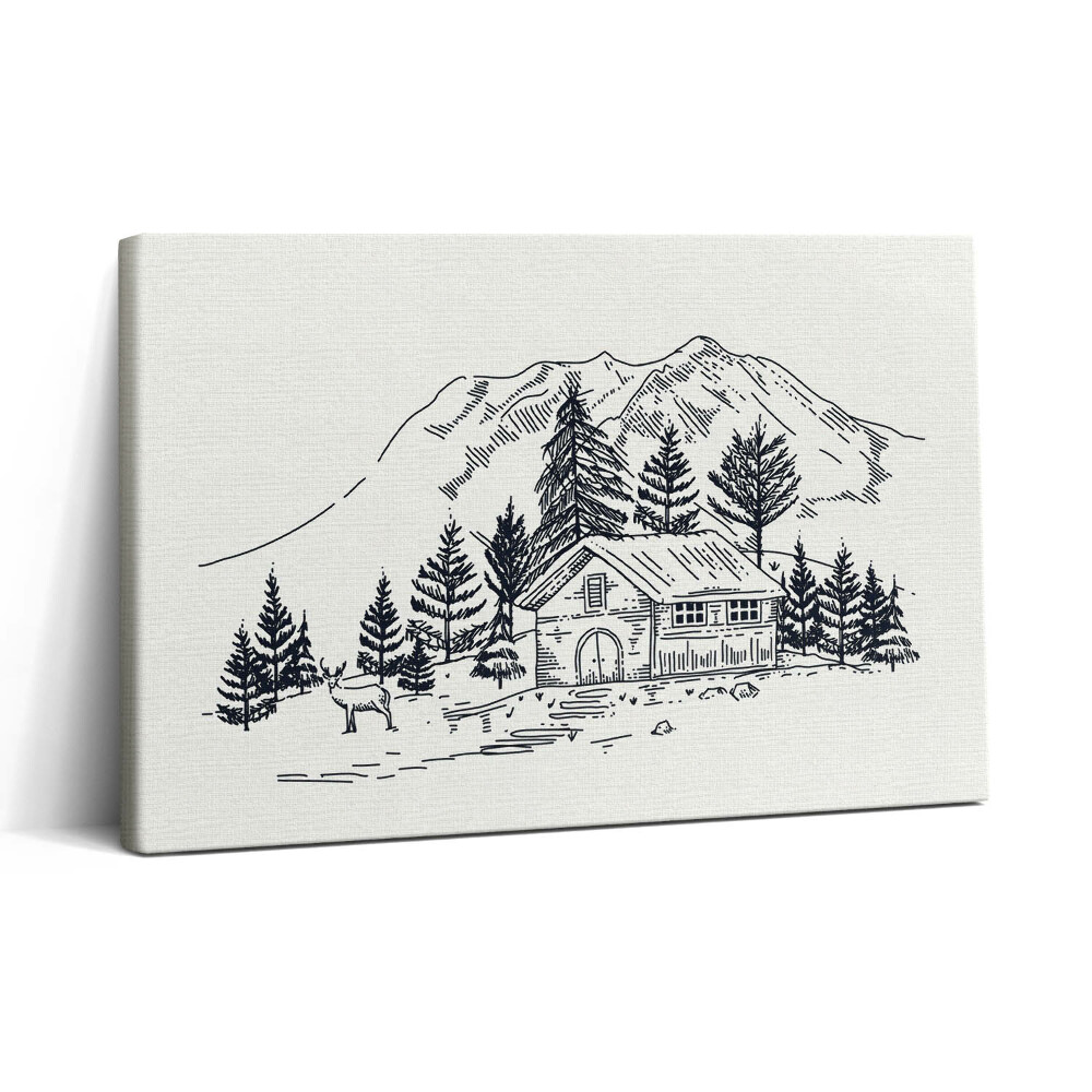 Tablou canvas 30x20 Desenul unei cabane de munte