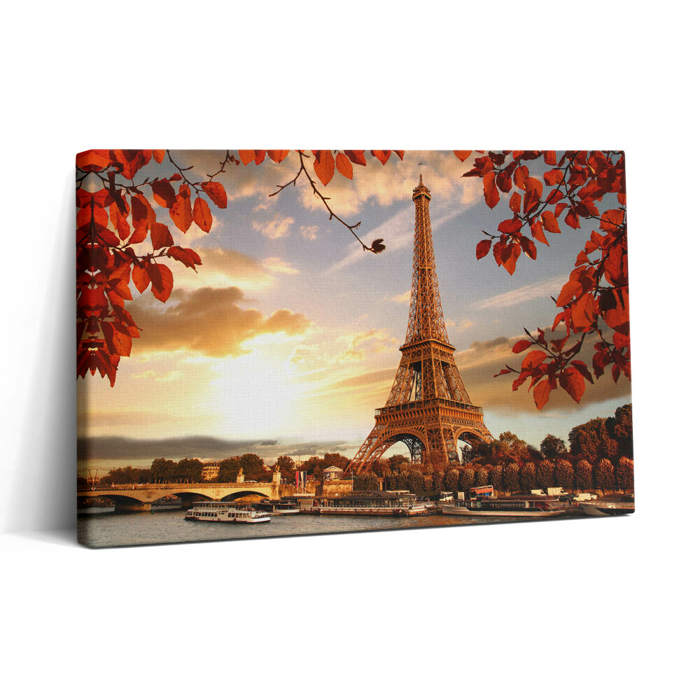 Tablou canvas 30x20 Turnul Eiffel printre frunze