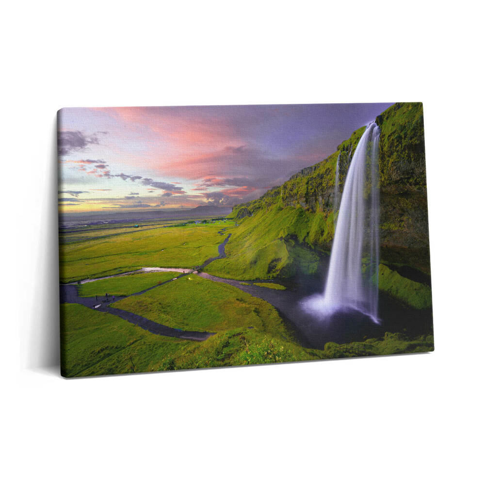 Tablou pe pânză 60x40 Peisaj cu câmpuri și cascade