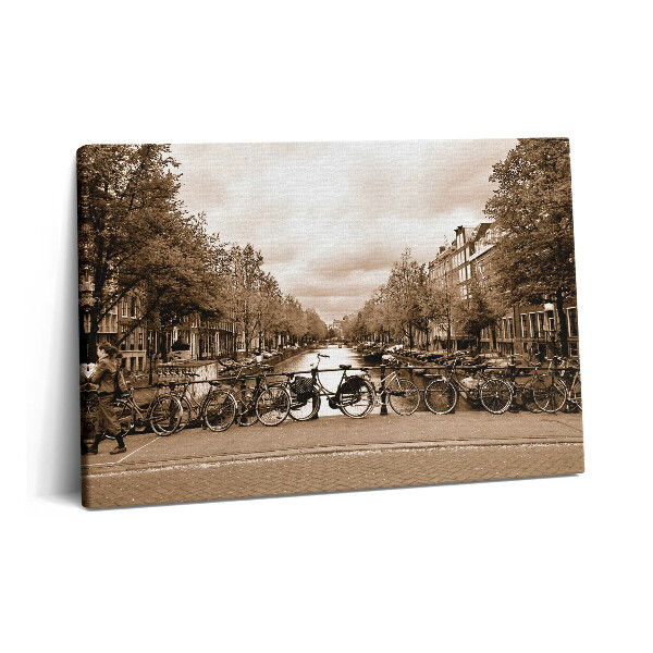 Tablou pe pânză 60x40 Vedere a Amsterdamului cu bicicleta