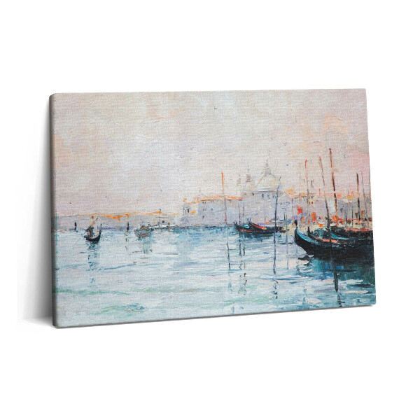 Tablou pe pânză 60x40 Pictură în ulei cu gondole venețiene