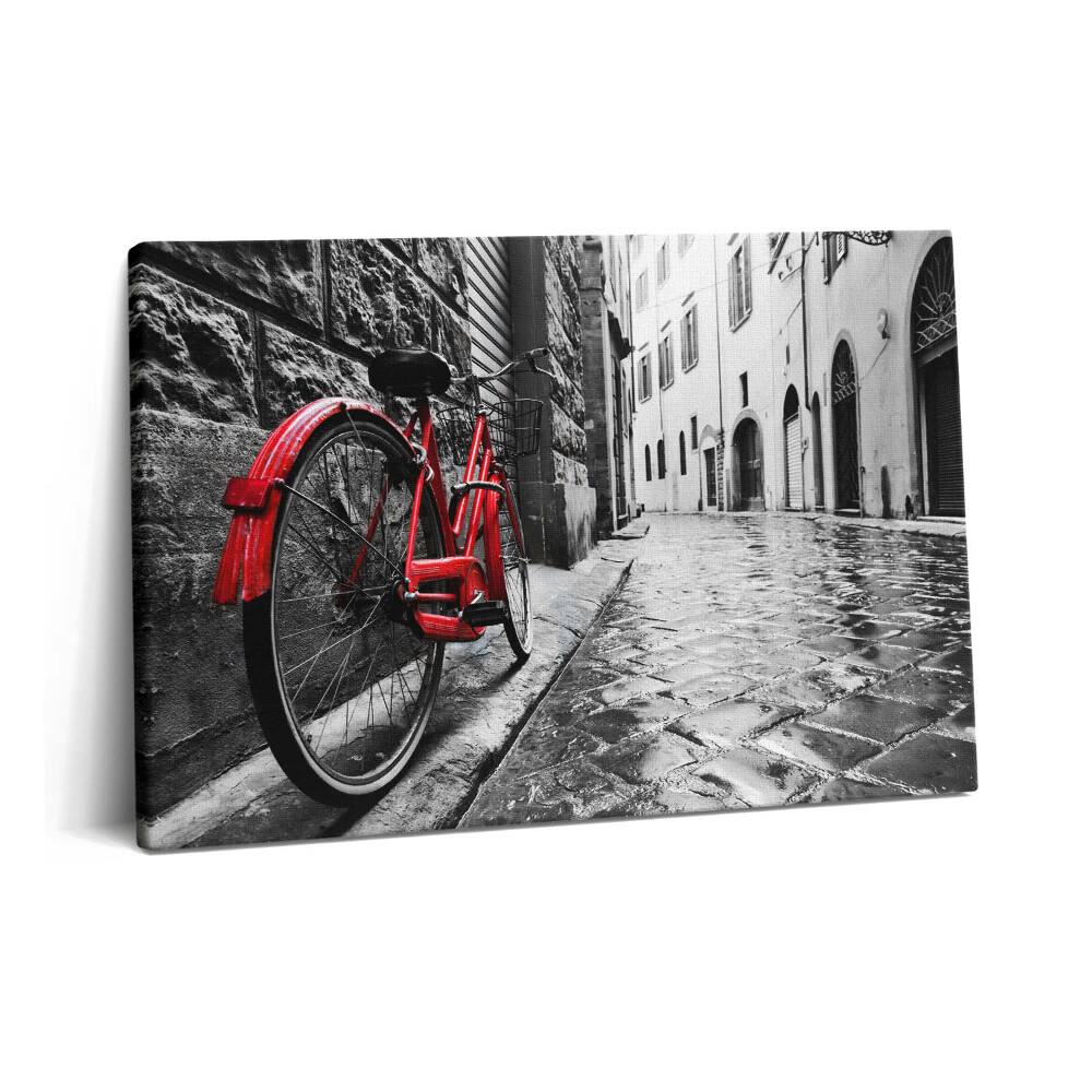 Tablou pe pânză 60x40 Bicicletă vintage și stradă retro a orașului