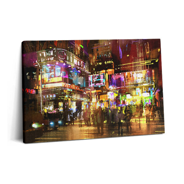 Tablou pe pânză 60x40 Ilustrație a orașului nocturn - Străzi moderne