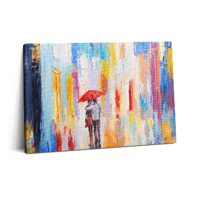Tablou pe pânză 60x40 Concept abstract al lumii - cuplu în ploaie