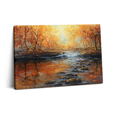 Tablou pe pânză 60x40 Pădure de toamnă pictată cu vopsele